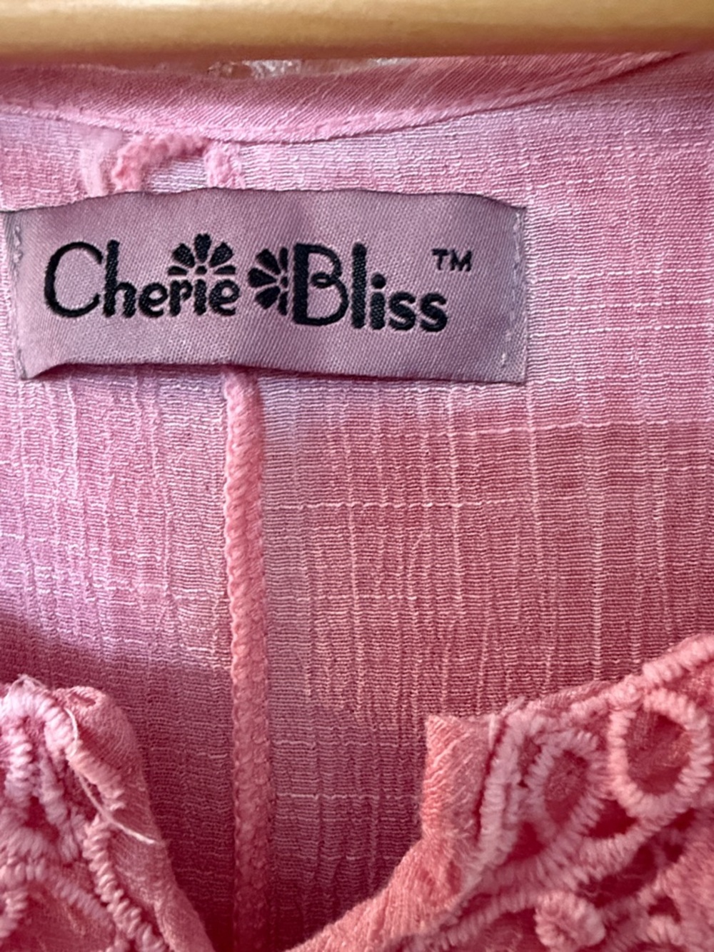 Cherie Bliss Pink Crochet-Trim Short Sleeve Tunic Dress - Picture 3 of 6